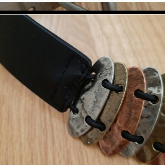 Chicos Black Leather Boho Rare Buckle Hook Belt Small - Picture 3 of 8